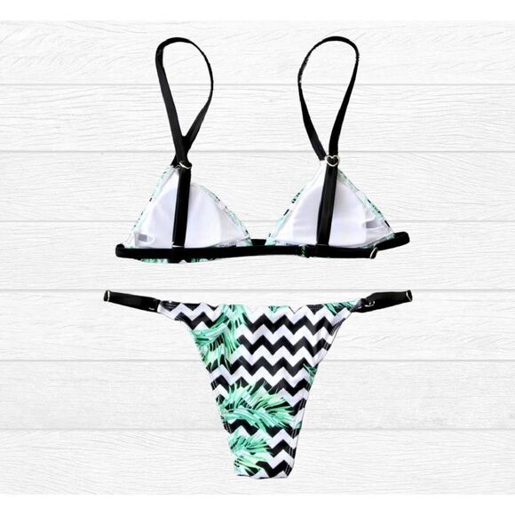 Floral Chevron Fern Triangle Bikini S - Picture 5 of 6